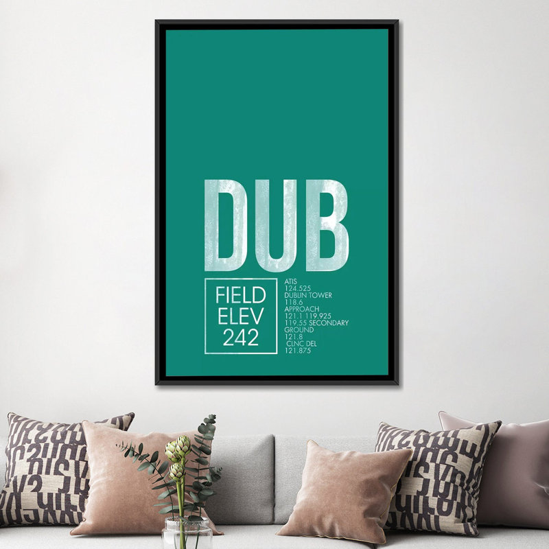 « dublin’traffic control series », art textuel sur toile, H 26 po x l 18 po x P 1,5 po, Toile avec cadre noir, Pas de tapis
