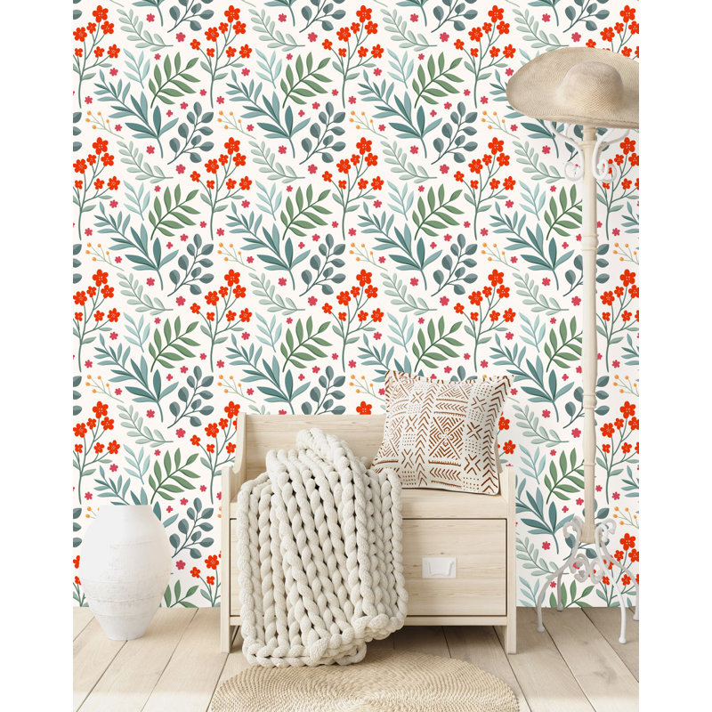 Peel & Stick Floral Tile, 2.08' W x 18.75' L