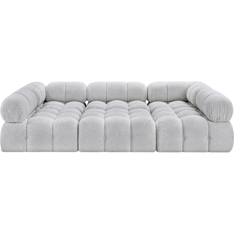 Hirz Upholstered U-Shaped Sectional Reversible, Grey Boucle Fabric