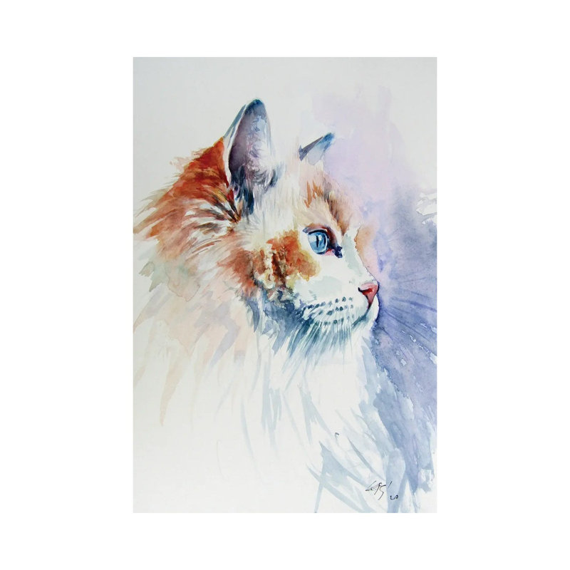 Cat Portrait III by Anna Brigitta Kovacs - Painting on Canvas, 66.04cm H x 45.72cm W x 3.81cm D, Wrapped Canvas