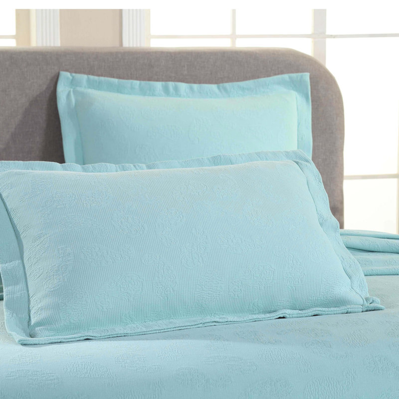 Couvre-lit matelassé à motif cachemire 100% coton Neo Aldin, Couvre-lit pour lit double+ 2 taies décoratives s, Turquoise