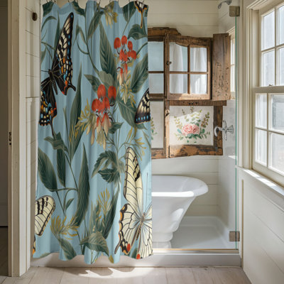 Floral Butterflies - 1 Piece Standard Shower Curtain