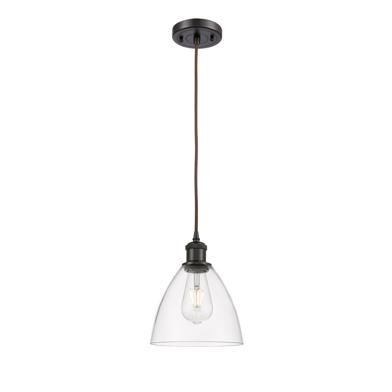 Haruka 1 - Light Single Pendant, Clear, 11.25" H x 7.5" W x 7.5" D, Oil Rubbed Bronze
