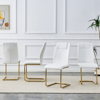 Ensemble de chaises de salle à manger modernes, de chaises de salle à manger et de chaises coussinées à pieds dorés, ensemble de 4 pièces