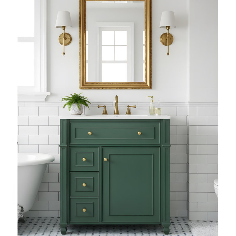 Armoire de salle de bain 30 po avec rangement, Vert