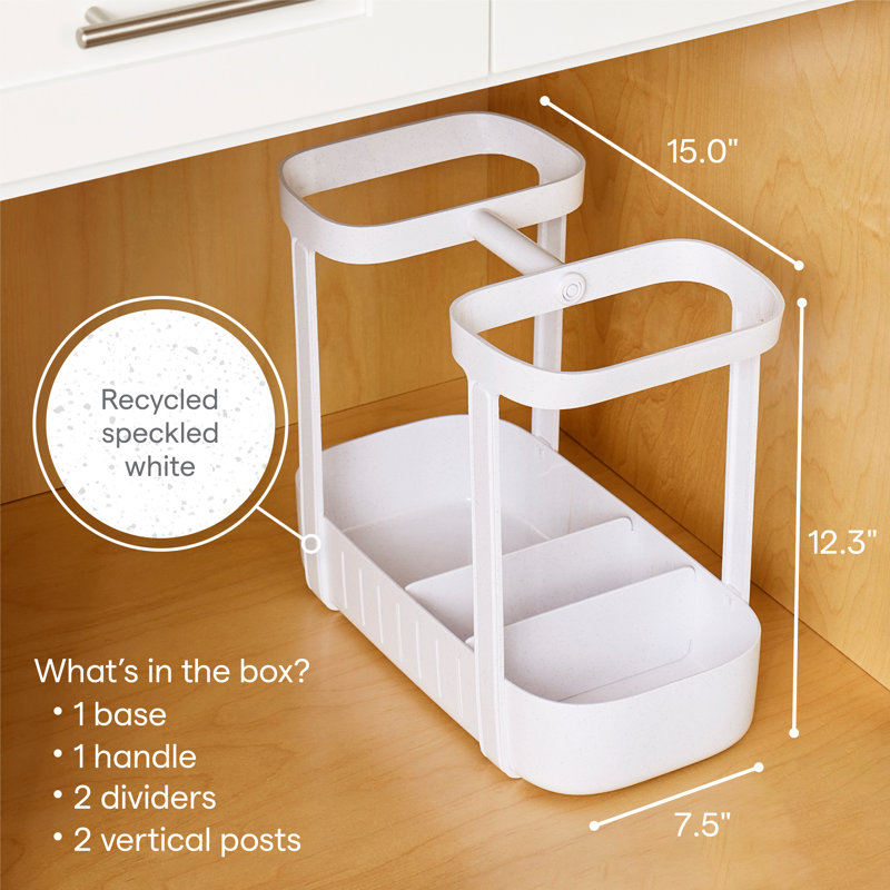 Speckled White Plastic 2-Tier Sink Cleaning Caddy