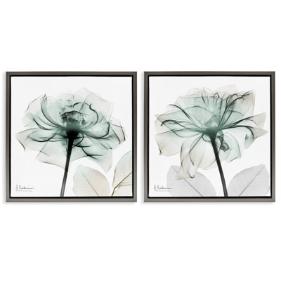 Ensemble de 2 cadres flottants Serene Emerald Rose, design par Albert Koetsier