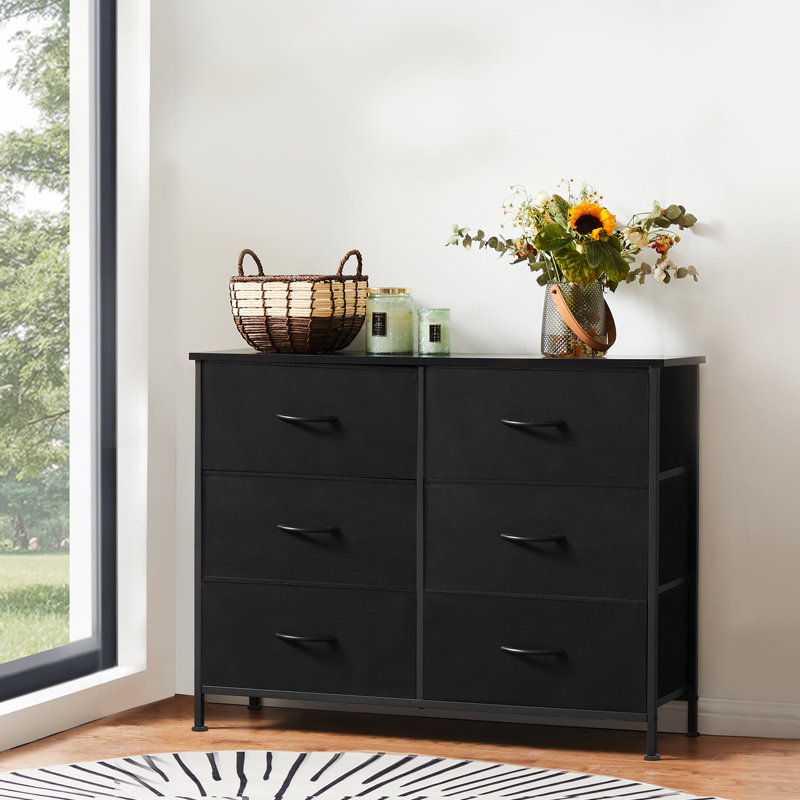 Metal 6 - Drawer Dresser, Dark Black