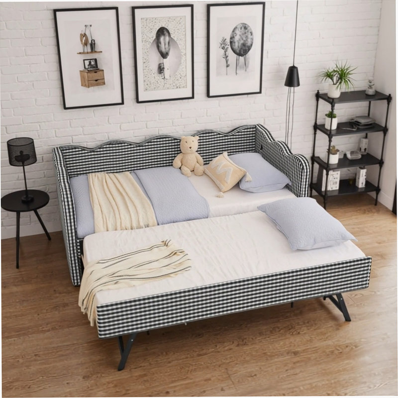 Lit de jour Cozy Gingham, Noir