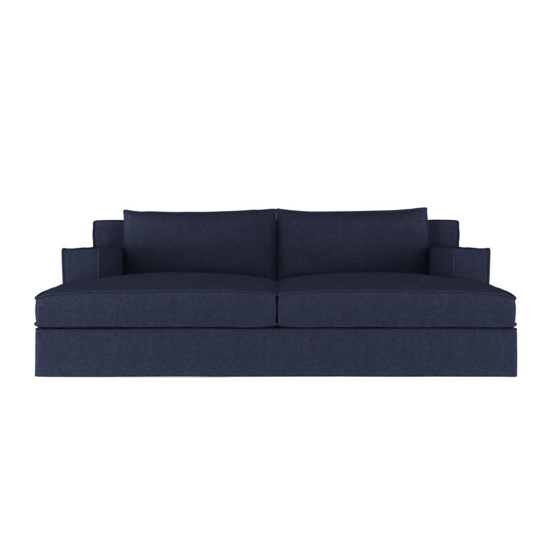 Mulberry Square Track-Arm Daybed with Flange Seam, Vintage Leather Blanc, Natural