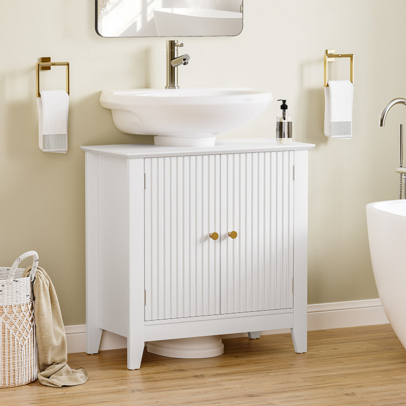 Modern 2-Doors Bathroom Under Sink Cabinet With Removable Shelf, White
