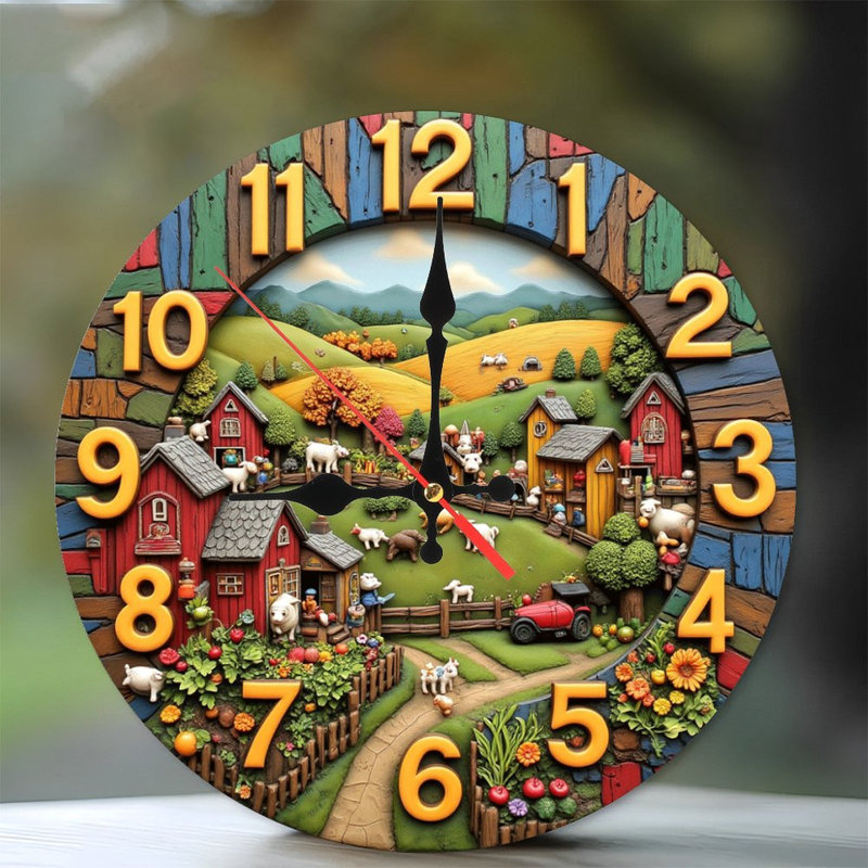 horloge de ferme scène de campagne animaux de campagne