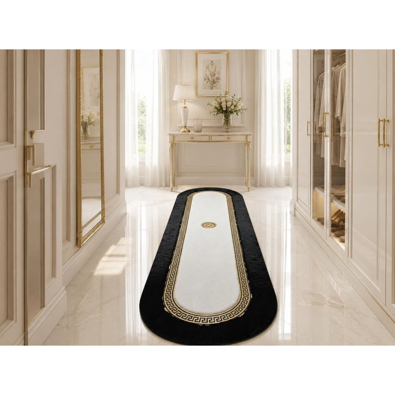 Tapis ovale en peluche, fausse fourrure noir et blanc, tapis moderne doux, décoration intérieure élégante, 5 x 8 ft