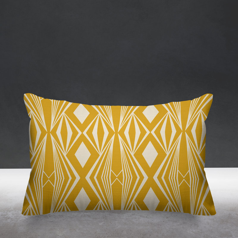 Housse et insert de coussin rectangulaire d'extérieur Minimalist Tribal, Jaune