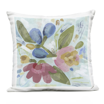 Bright Boho Flowers Design by June Erica Vess Outdoor Printed Pillow