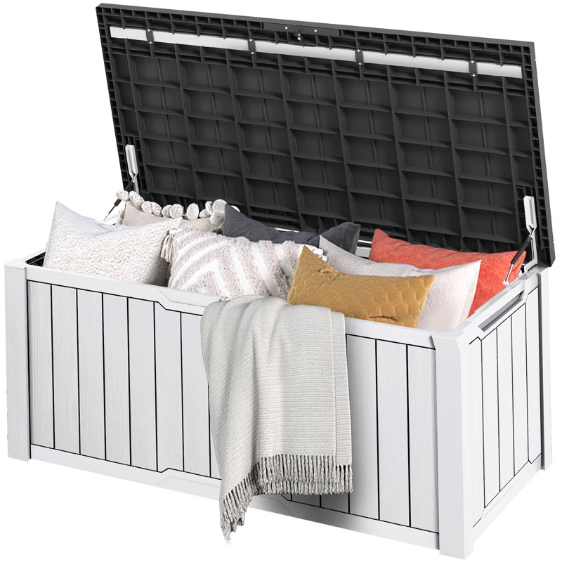Balconera 143cm W 870L Lockable Deck Box, Black/White