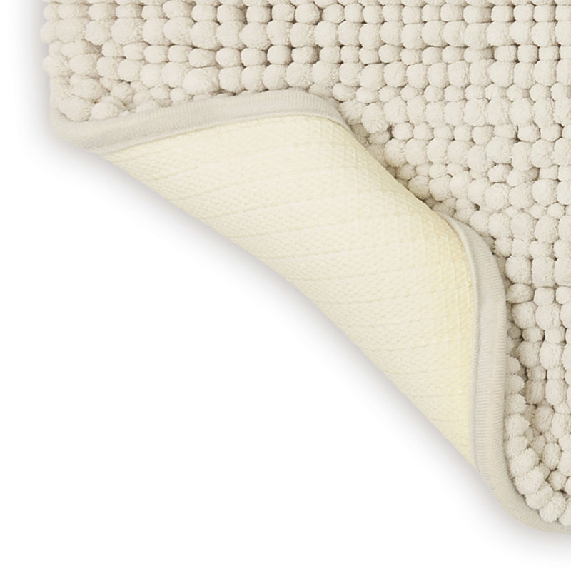 Wagnon Plush Memory Foam Stain/Fade Resistant Non-Slip Machine Washable Bath Mat, 17" W x 24" L, Parchment