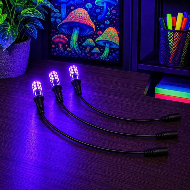 12-Volt LED Blacklight Bulbs with Cable Sockets
