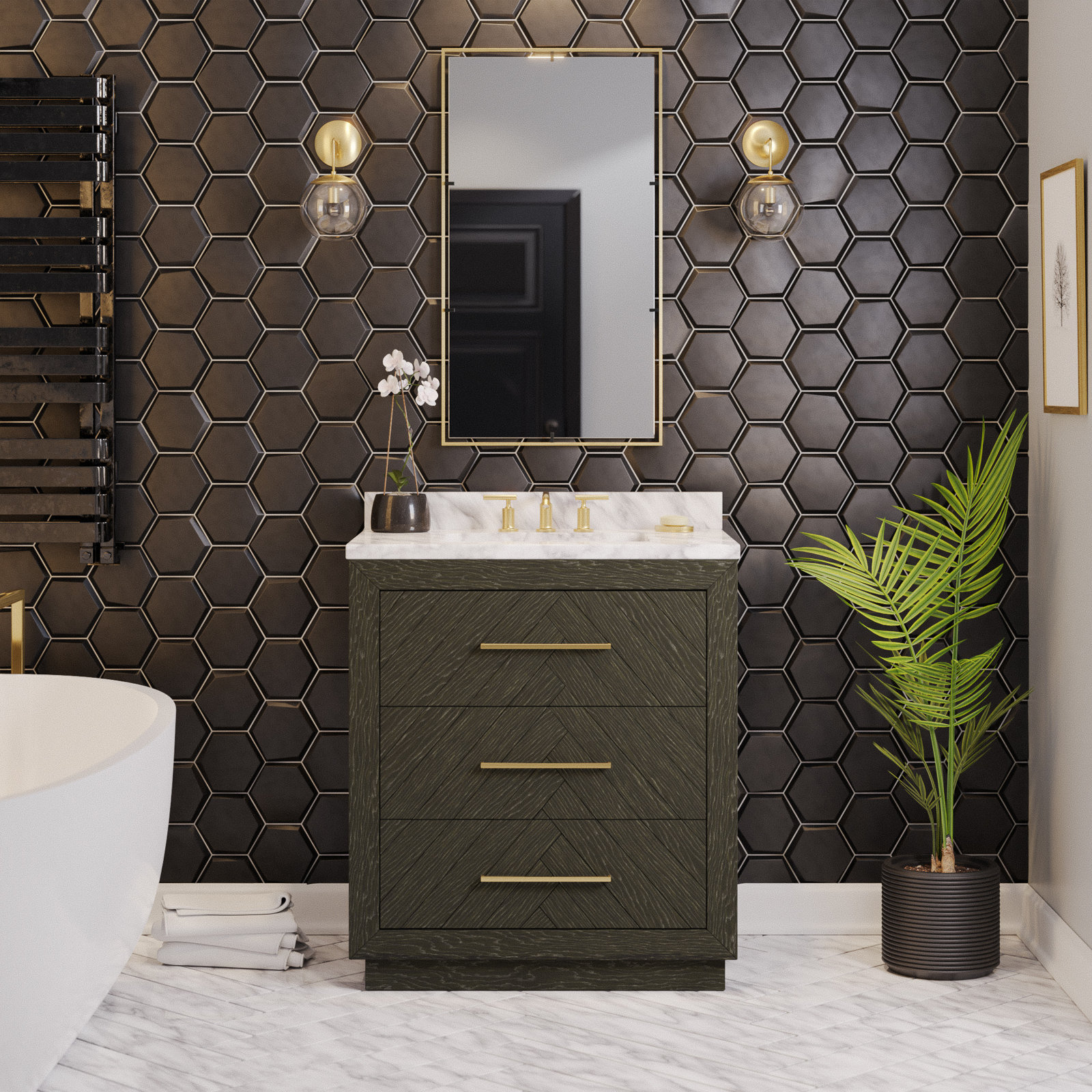 Rumalda 30'' Single Bathroom Vanity, Dark Oak