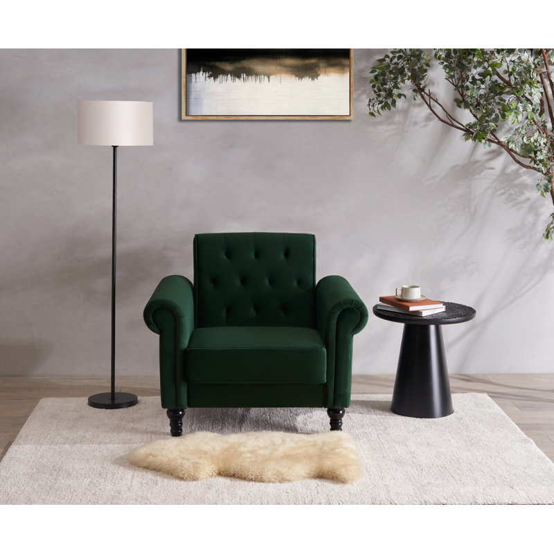 Aiofe Velvet Chesterfield Chair, Hunter Green