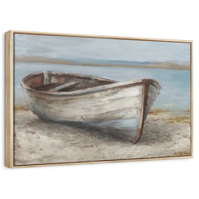 Bateau blanchi à la chaux I, Cadre flottant en bois naturel, 46 po x 31 po