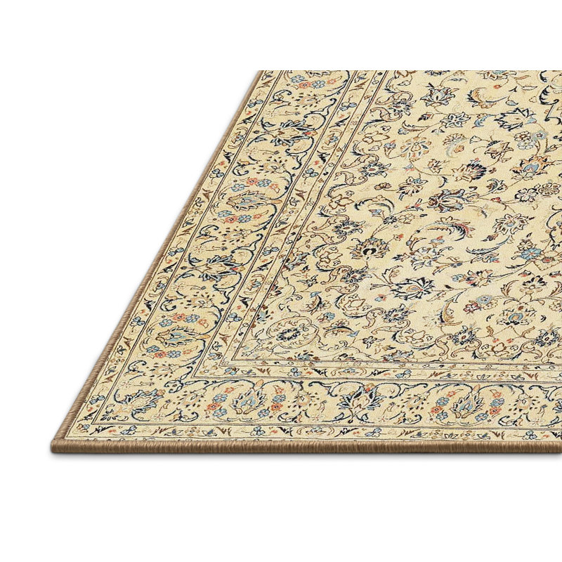 Tapis beige/bleu/brun traditionnel Abrar, Rectangle 5 pi x 7 pi