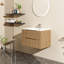 Meuble-lavabo mural 30 po avec évier flottant, système de fermeture en douceur, 2 très grands tiroirs, noyer, lavabo non inclus