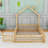 Wood Full Platform Bed With Safety Guardrails, House-Shaped Design-1732817267