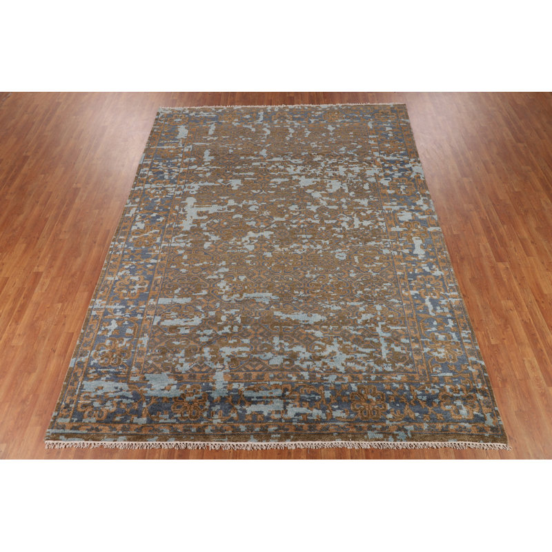 Tapis contemporain abstrait fait à la main 9 x 12