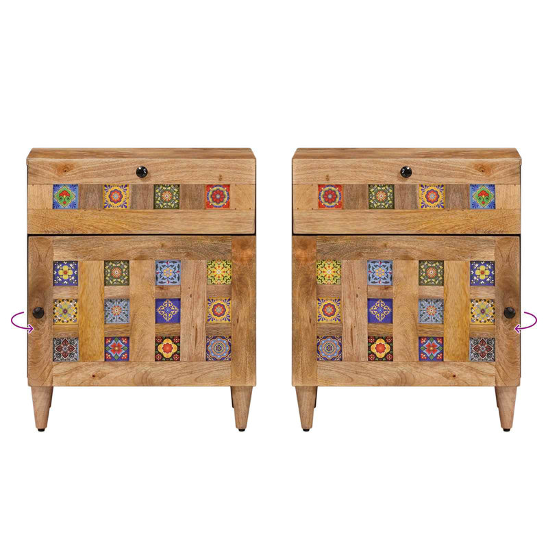 50cm W Solid Wood Bedside Table