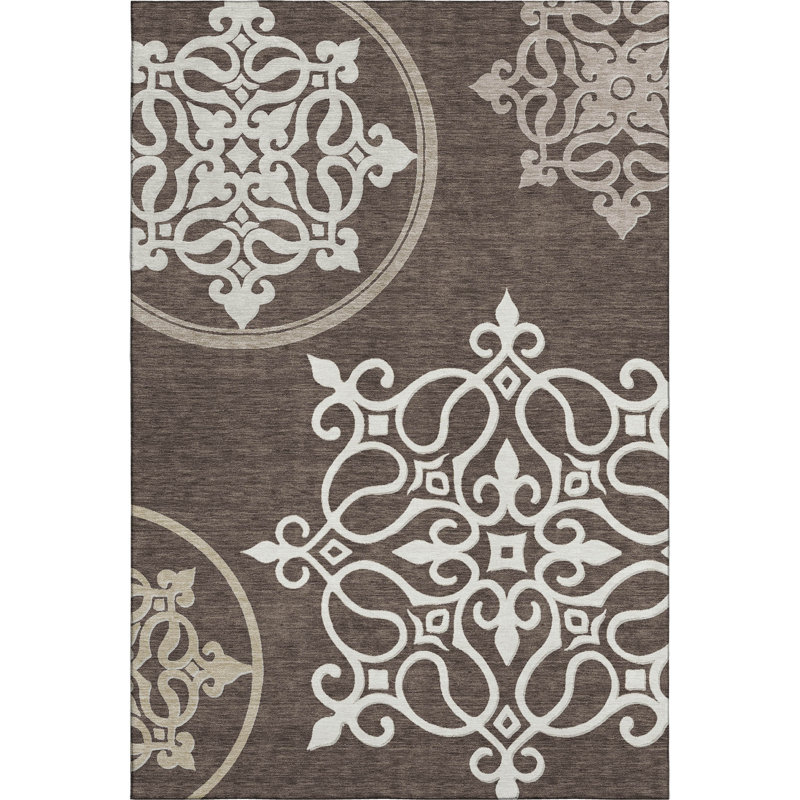 Premium Machine Washable Prisco Chocolate Rug, Rectangle 3' x 5'