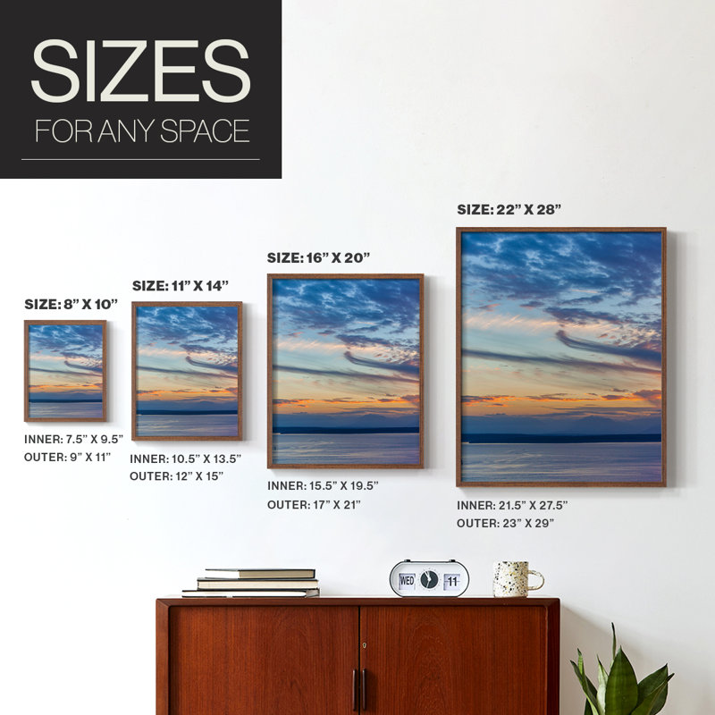 Cloud Variations Framed Print - Solid Wood, 10" H x 8" W, Brown
