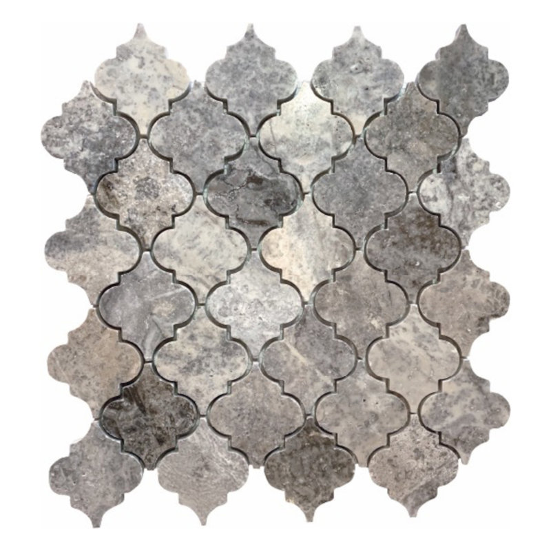 Carreau de mosaïque murale en pierre naturelle argentée 2,67 "x 3" Casablanca