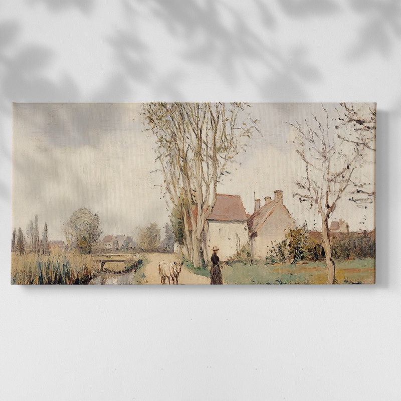 Paysage, série CLCL-XXIX, toile tendue avec châssis, prête à être accrochée, H 25 po x l 49 po, Doré