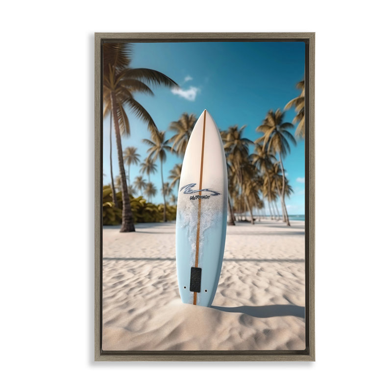 Cadre flottant sur une planche de surf surélevée, conception par LSR Design Studio, H 31 po x l 21 po