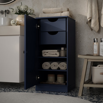 Armoire de rangement 100% bois massif, porte Shaker, 2 tiroirs, tablettes réglables, 16,5 po de largeur, 35,75 po de hauteur