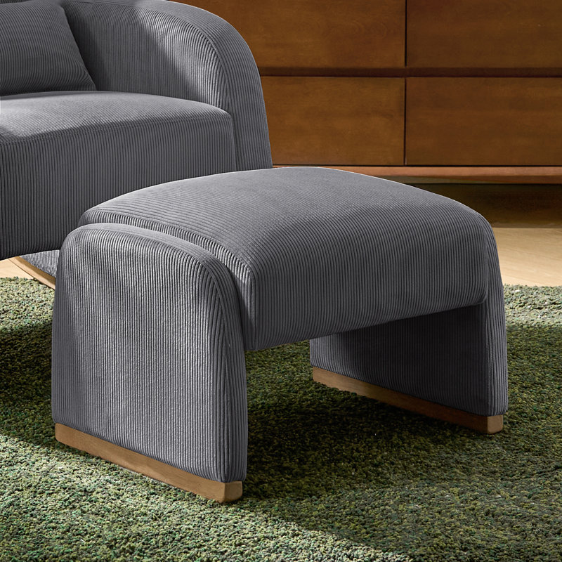 64cm Wide Rectangle Solid Colour Standard Ottoman, Grey