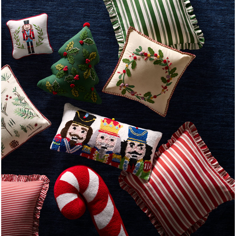 Nutcracker Trio Hooked Throw Pillow
