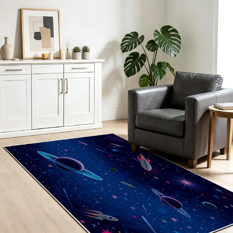 Tapis d'intérieur clair Rocket Cosmic Space Rocket, Rectangle 39 po x 63 po
