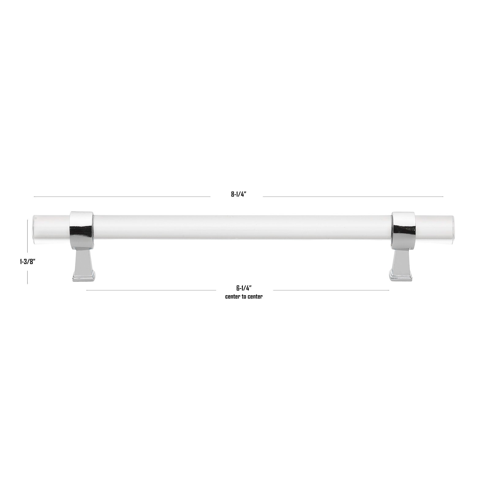 Center to Center Acrylic Bar Pull, Clear/Polished Chrome, 6.25"