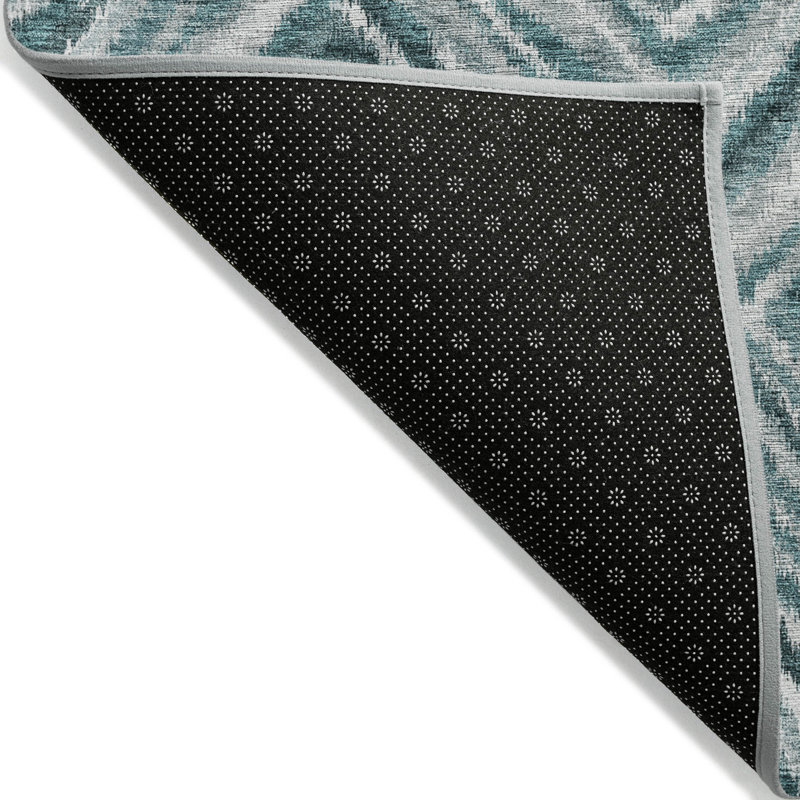 Tapis lavable extérieur bleu sarcelle 10 pi x 14 pi bleu turquoise et géométrique