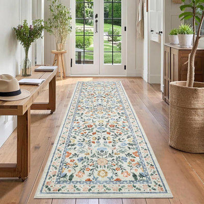 Floral Machine Printed Area Rug