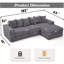 [VIDÉO FOURNIE] Canapé modulaire convertible 10 en 1, canapé d'angle, canapé convertible au sol, velours côtelé, poche latérale, sans assemblage, bricolage, canapé modulaire en forme de L, 6 coussins, gris foncé-494503656