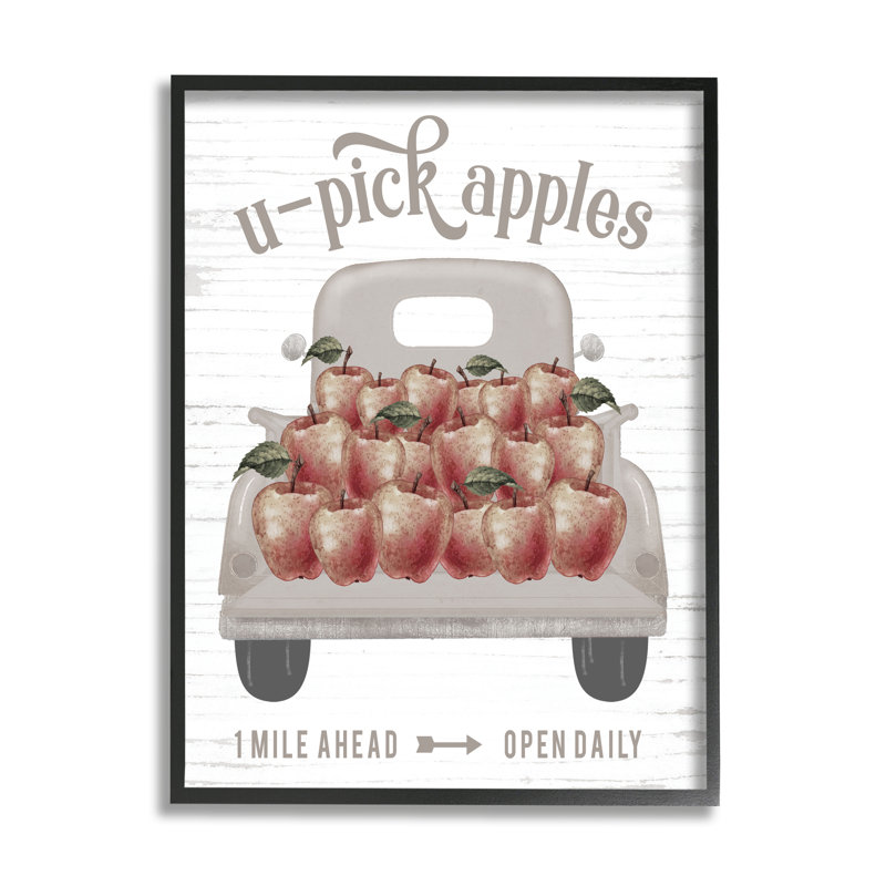 U-Pick Apples, H 20 po x l 16 po x P 1,5 po, Giclée encadrée noir minuit