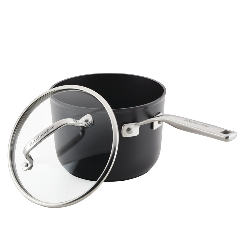 KitchenAid Hard-Anodized Induction Nonstick Saucepan with Lid, 3-Quart