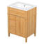Meuble-lavabo 24 po avec lavabo, meuble-lavabo en bois avec tiroir rabattable, 2 tiroirs à fermeture en douceur, 1 porte à fermeture en douceur, bois massif et panneau de fibres à densité moyenne, poignées en bois élégantes, meubles-lavabos et meubles-lavabos