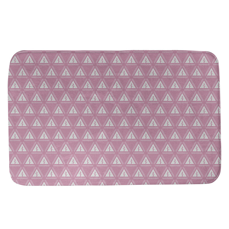 Barbra Memory Foam Non-Slip Bath Rug, 17" W x 24" L, Pink/Grey
