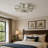Art Deco Star Flush-Mount Ceiling Light, Brass Frame with Frosted Glass