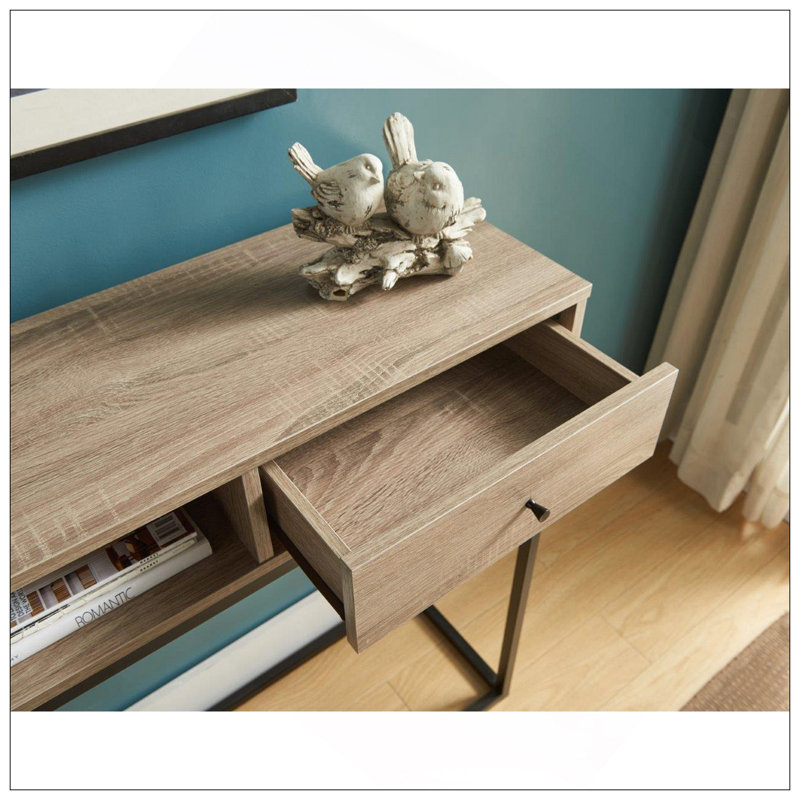 Console avec tiroir et casier ouvert - brun et noir