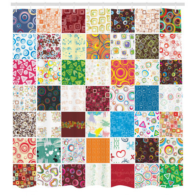 Patchwork Shower Curtain with Hooks Included